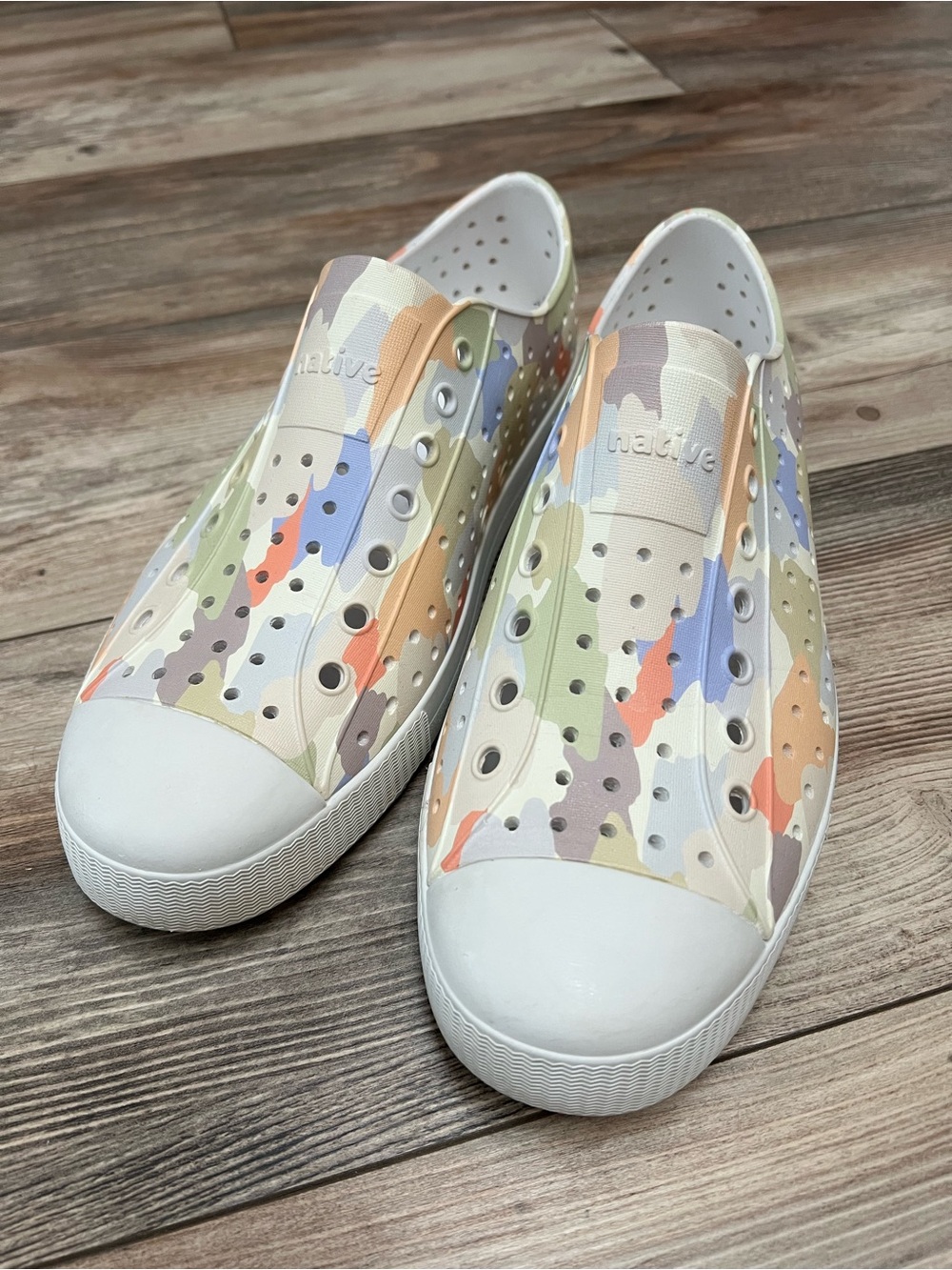 Native Jefferson Slip-On Sneakers in Multi Pastel Camo